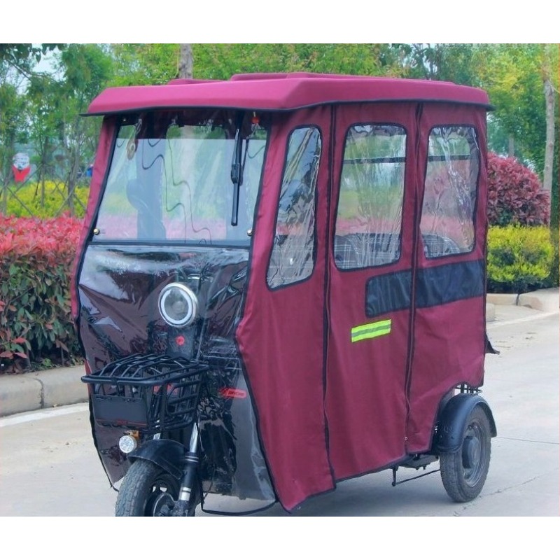 Electric Scooter Rain Cover - ผ้าคลุมรถมอเตอร์ไซค์ไฟฟ้าแบบสามล้อ ผ้าใบหนา กันแดด กันฝน ถอดออกได้ ป้องกันลม