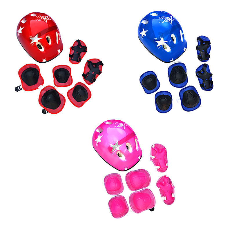 Scooter Helmet Set - ชุดอุปกรณ์ป้องกันสำหรับเด็ก 7 ชิ้น หมวกกันน็อคจักรยาน สนับเข่า สนับข้อศอก